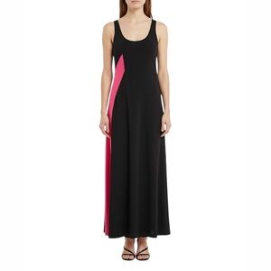 Ralph Lauren Black Pink Knit Color Block‎ Sleeveless Cover Up Long Maxi Dress